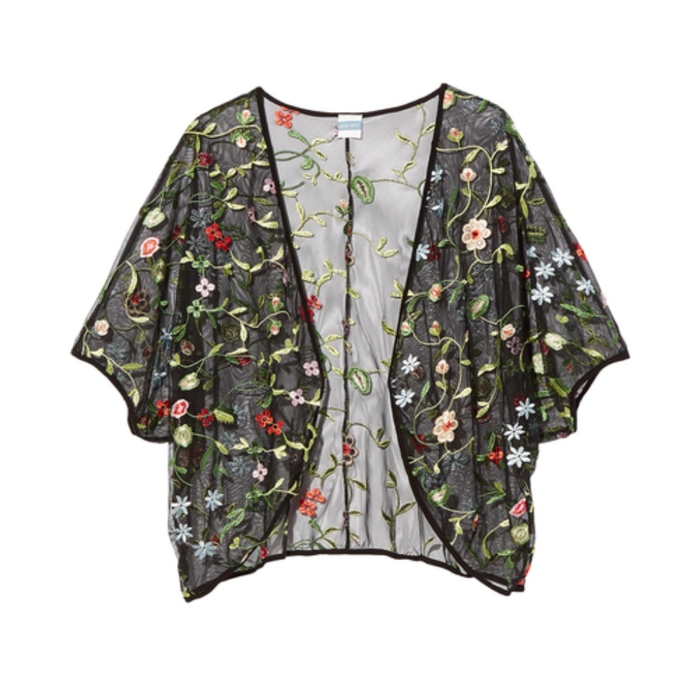 Short sleeve kimono embroidered